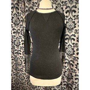 Anthropologie Womens Long Sleeve Thermal Top With Geometric Cuff Detail - Size S